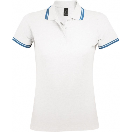 Рубашка поло женская PASADENA WOMEN 200 с контрастной отделкой, белая с голубым0