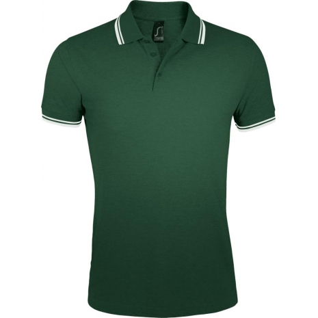 Рубашка поло мужская PASADENA MEN 200 с контрастной отделкой, зеленая с белым0