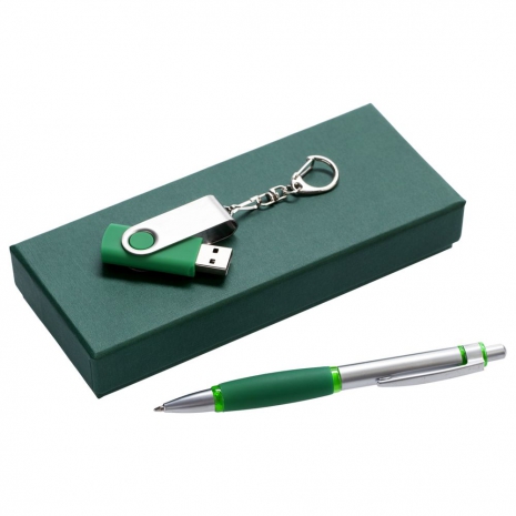 Набор Notes: ручка и флешка 8 Гб, зеленый0