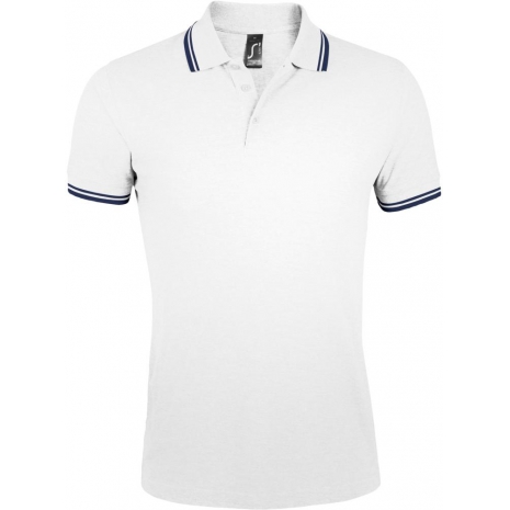 Рубашка поло мужская PASADENA MEN 200 с контрастной отделкой, белая с синим0