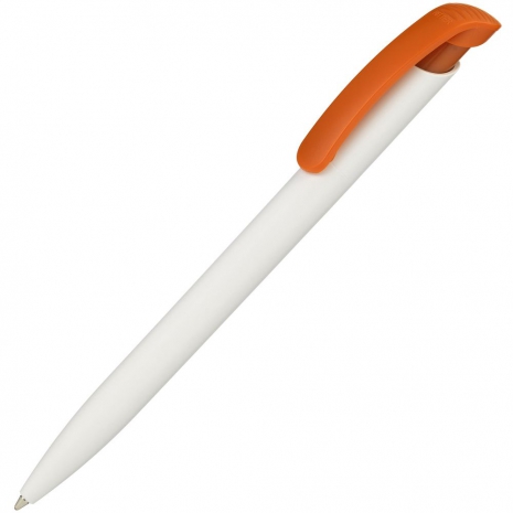 Ручка шариковая Clear Solid, белая с оранжевым0