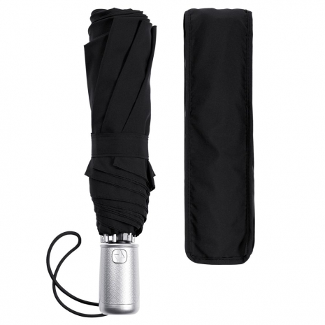 Складной зонт Alu Drop S, 3 сложения, 8 спиц, автомат, черный0