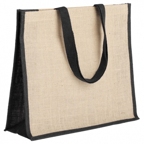 Холщовая сумка для покупок Bagari с черной отделкой0