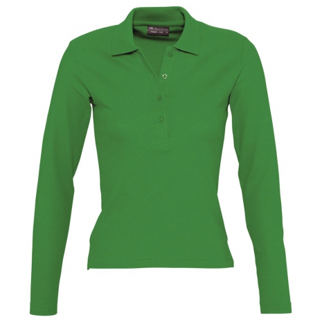 Рубашка поло женская с длинным рукавом PODIUM ярко-зеленая0
