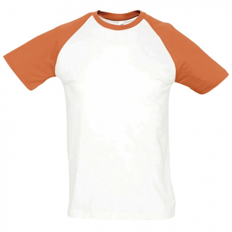 Футболка мужская двухцветная FUNKY 150, белая с оранжевым0