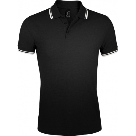 Рубашка поло мужская PASADENA MEN 200 с контрастной отделкой, черная с белым0