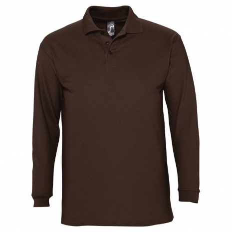 Рубашка поло мужская с длинным рукавом WINTER II 210 шоколадно-коричневая0