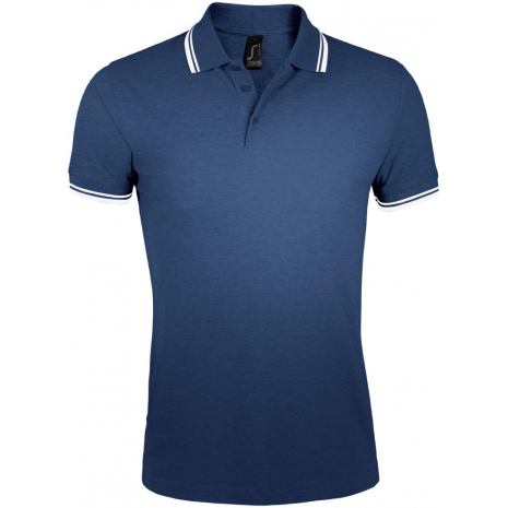 Рубашка поло мужская PASADENA MEN 200 с контрастной отделкой, темно-синяя с белым0