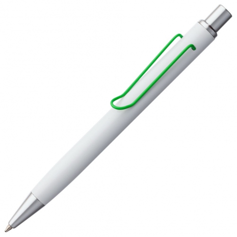 Ручка шариковая Clamp, белая с зеленым0