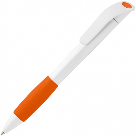 Ручка шариковая Grip, белая с оранжевым0