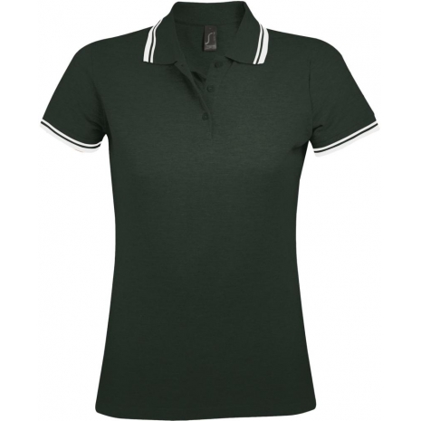 Рубашка поло женская PASADENA WOMEN 200 с контрастной отделкой, зеленая с белым0
