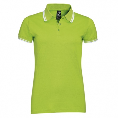 Рубашка поло женская PASADENA WOMEN 200 с контрастной отделкой, зеленый лайм с белым0