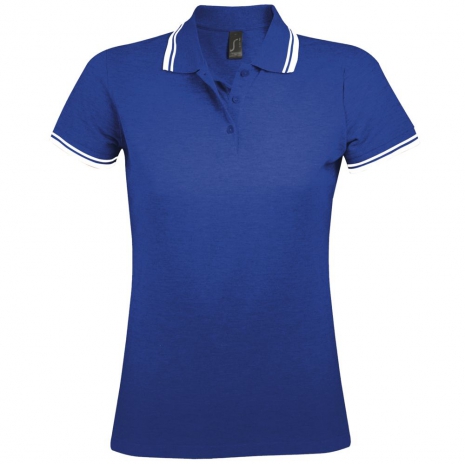 Рубашка поло женская PASADENA WOMEN 200 с контрастной отделкой, ярко-синяя с белым0