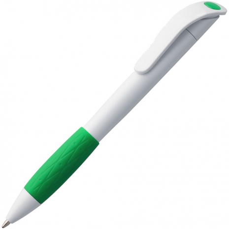 Ручка шариковая Grip, белая с зеленым0
