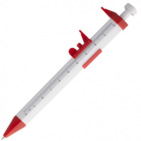 Ручка шариковая «Штангенциркуль», белая с красным0