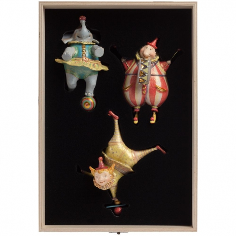 Набор из 3 елочных игрушек Circus Collection: барабанщик, акробат и слон0