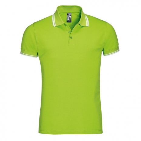 Рубашка поло мужская PASADENA MEN 200 с контрастной отделкой, зеленый лайм с белым0