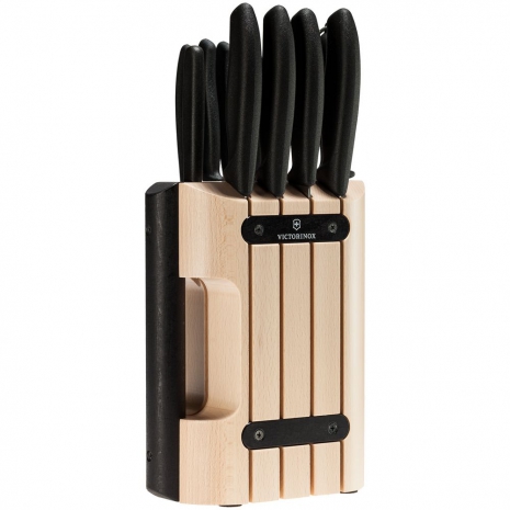 Набор кухонных ножей Victorinox Swiss Classic в деревянной подставке с овощечисткой0