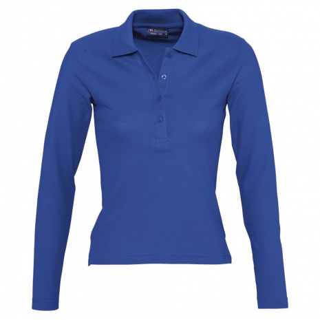 Рубашка поло женская с длинным рукавом PODIUM 210 ярко-синяя0