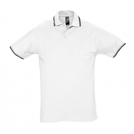 Рубашка поло мужская с контрастной отделкой PRACTICE 270, белый/темно-синий0