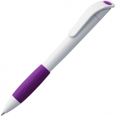Ручка шариковая Grip, белая с фиолетовым0
