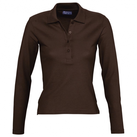 Рубашка поло женская с длинным рукавом PODIUM 210 шоколадно-коричневая0
