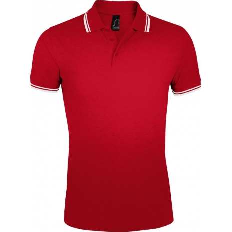 Рубашка поло мужская PASADENA MEN 200 с контрастной отделкой, красная с белым0