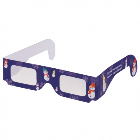Новогодние 3D очки «Снеговики», синие0