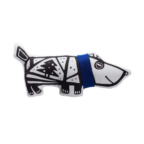 Игрушка «Собака в шарфе», малая, белая с синим0