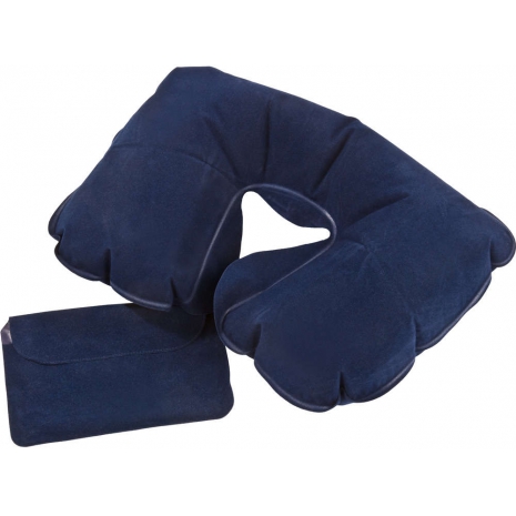 Надувная подушка под шею в чехле Sleep, темно-синяя0